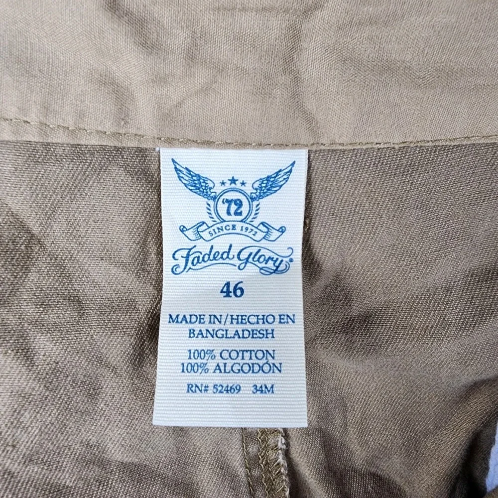 Faded Glory Cargo Shorts Mens 46 Desert Camel Cotton Utility‎ Pockets FM15298B